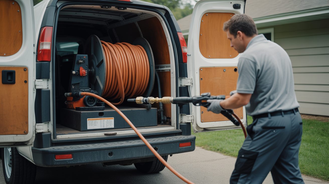 Commercial blocked drains equipment staged on a Adelaide job